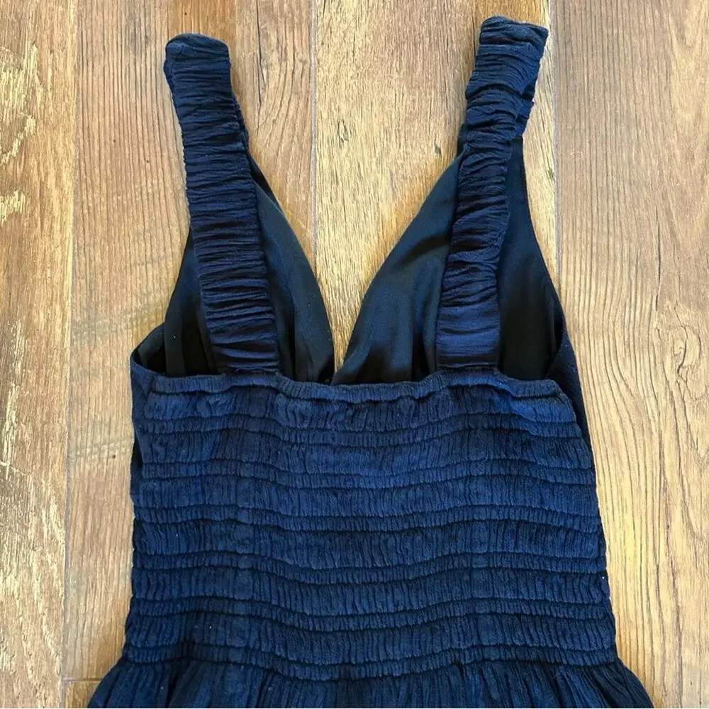 Abercrombie & Fitch Scrunchie Strap Maxi Dress Navy Blue Small